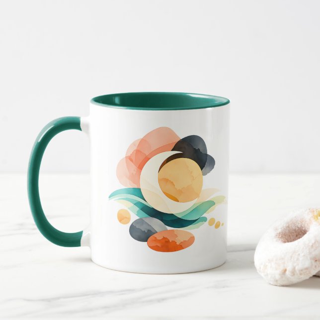 Abstract Rainbow Pot of Gold St. Patrick's Day Mug (With Donut)