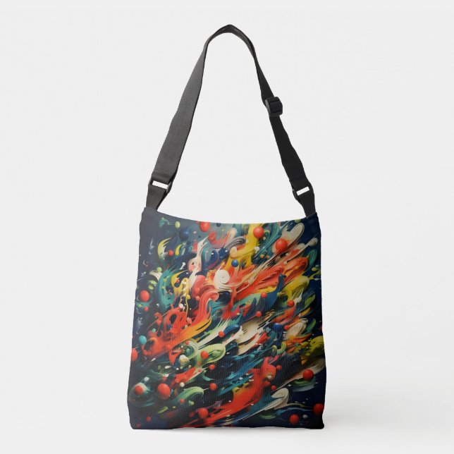 Abstract Rainbow Splash Rhapsody Art Crossbody Bag (Front)