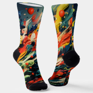 Abstract Rainbow Splash Rhapsody Art Socks