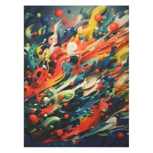 Abstract Rainbow Splash Rhapsody Art Tablecloth