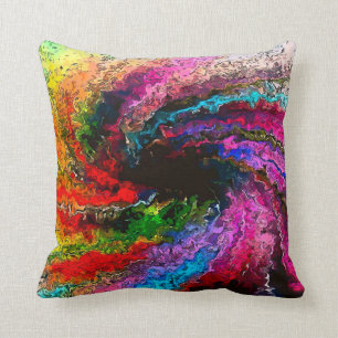 Abstract Rainbow Storm Grunge Art Throw Pillow
