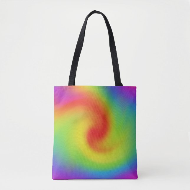Abstract Rainbow Swirl Artwork Tote Bag (Front)