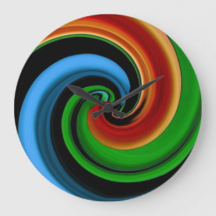 Abstract Rainbow Swirl Wall Clock