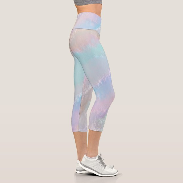 Abstract Rainbow Texture Capri Leggings (Right)