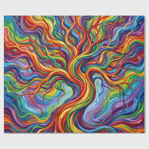 Abstract Rainbow Tree Of Life Wrapping Paper