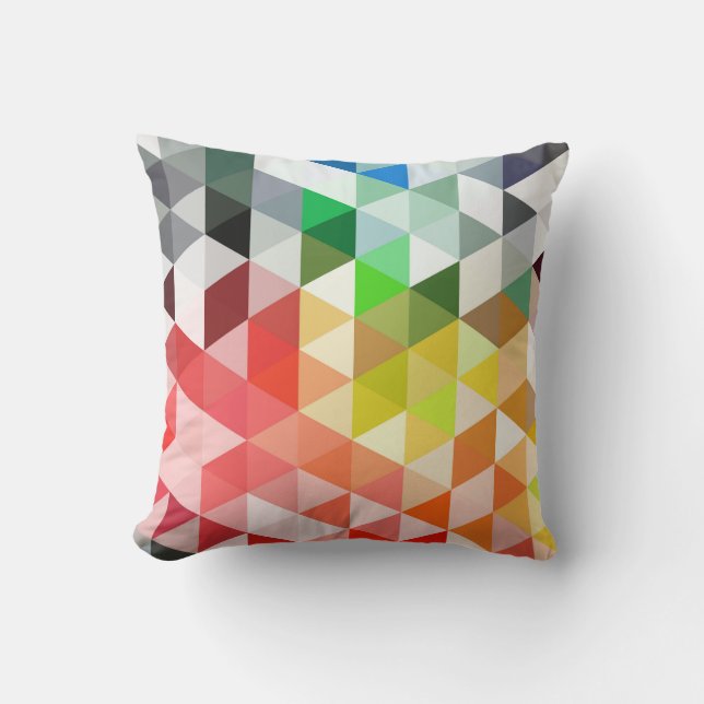 Abstract Rainbow Triangle Pattern Cushion (Front)