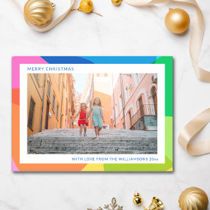 Abstract Rainbow Unique 2 Photo Modern Christmas Holiday Card