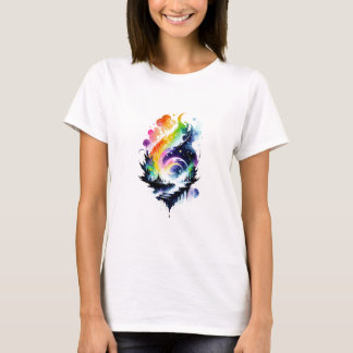 Abstract Rainbow Watercolor Fantasy Landscape T-Shirt