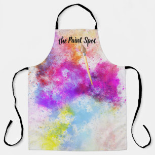 Abstract Rainbow Watercolor Paint   Monogram Apron