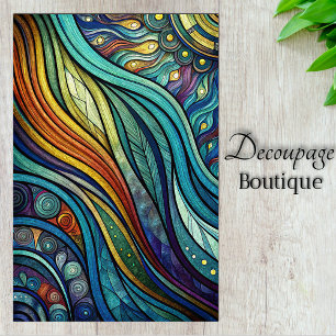 Abstract Rainbow Waves Colourful Decoupage Tissue Paper