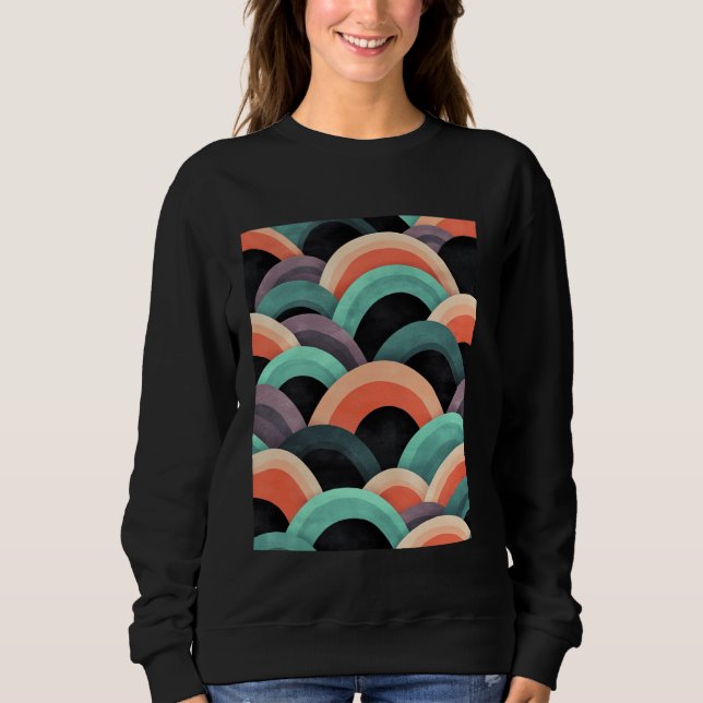 Abstract Rainbow Waves Modern Design Art Sweatshirt (Front)