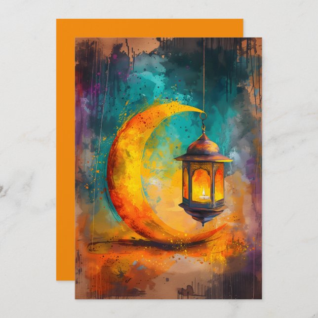 Abstract Ramadan Crescent Elegance هلال رمضان Invitation (Front/Back)