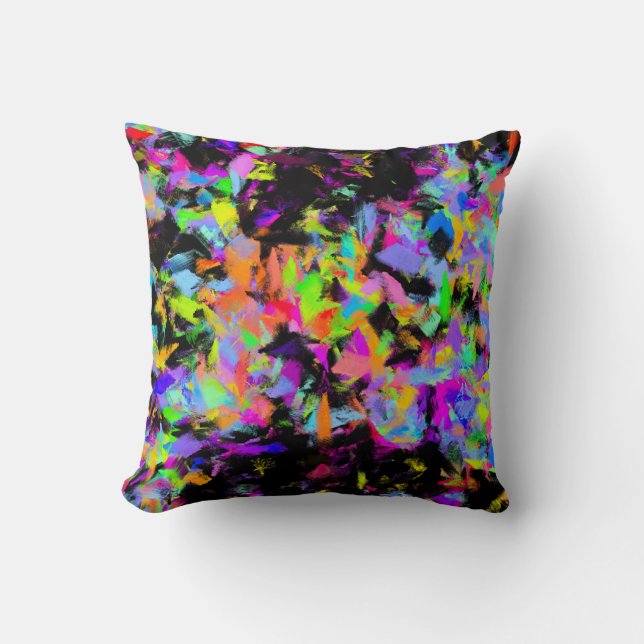 Abstract Random Messy Paint Colour Explosion Cushion (Front)