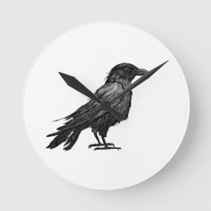 Abstract Raven Round Clock