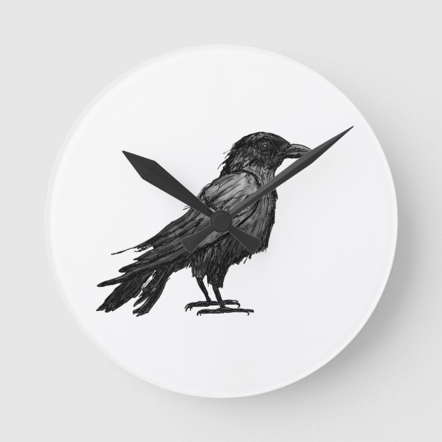 Abstract Raven Round Clock (Front)