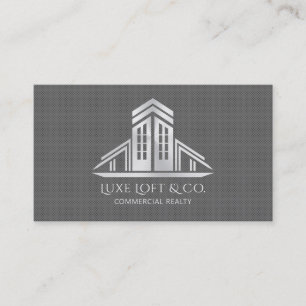 Abstract Real Estate Logo   Gray Carbon Fiber Business Card