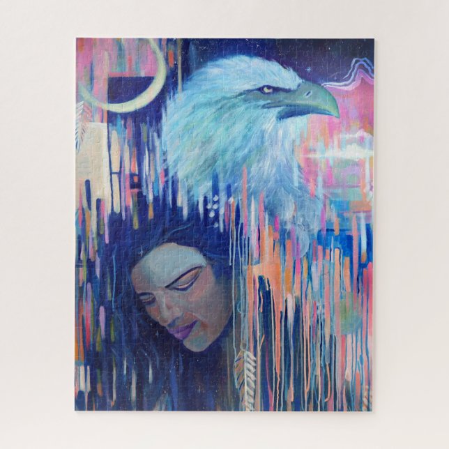 Abstract Realism Eagle & Woman Portrait Painting Jigsaw Puzzle (Vertical)