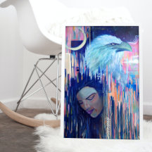 Abstract Realism Eagle & Woman Portrait Painting