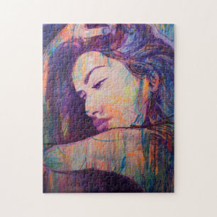 Abstract Realism Woman Portrait Street Art Print Jigsaw Puzzle