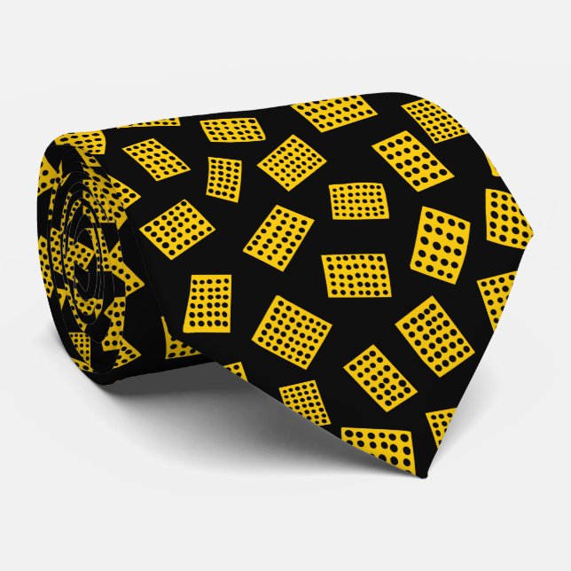 Abstract Rectangles 081122 -  Amber on Black Tie (Rolled)