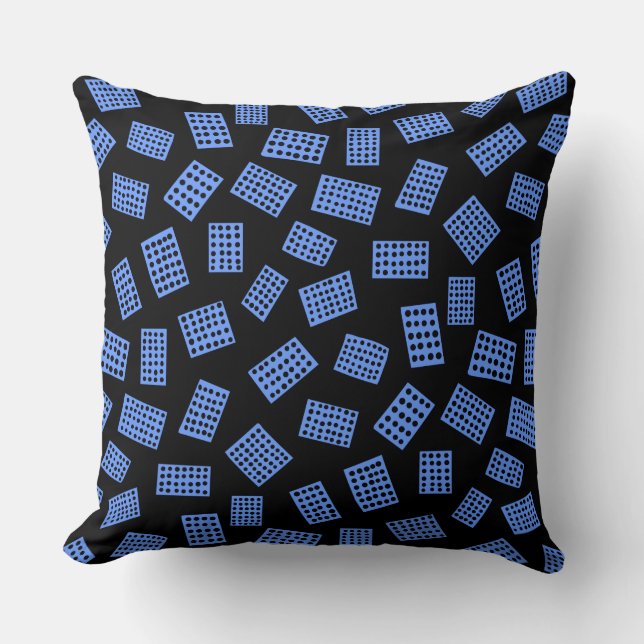 Abstract Rectangles 081122 - Baby Blue on Black Cushion (Front)