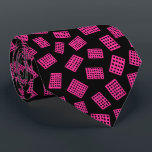 Abstract Rectangles 081122 - Hot Pink on Black Tie<br><div class="desc">An abstract pattern made up of hand drawn rectangles each decorated with spots/holes.</div>