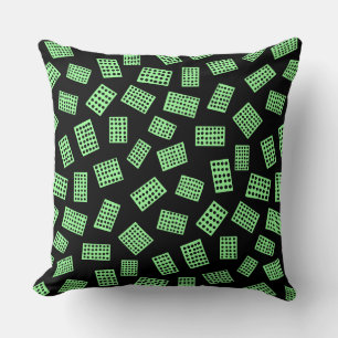 Abstract Rectangles 081122 -  Mint Green on Black Cushion