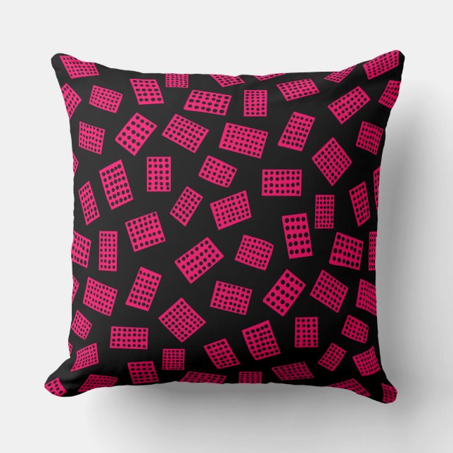 Abstract Rectangles 081122 - Neon Red on Black Cushion (Front)