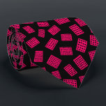 Abstract Rectangles 081122 - Neon Red on Black Tie<br><div class="desc">An abstract pattern made up of hand drawn rectangles each decorated with spots/holes.</div>