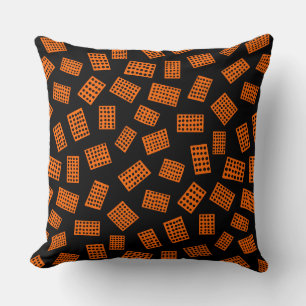 Abstract Rectangles 081122 -  Orange on Black Cushion