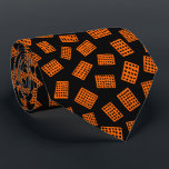 Abstract Rectangles 081122 -  Orange on Black Tie<br><div class="desc">An abstract pattern made up of hand drawn rectangles each decorated with spots/holes.</div>