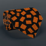 Abstract Rectangles 081122 -  Orange on Black Tie<br><div class="desc">An abstract pattern made up of hand drawn rectangles each decorated with spots/holes.</div>