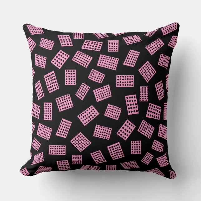 Abstract Rectangles 081122 - Pink on Black Cushion (Front)
