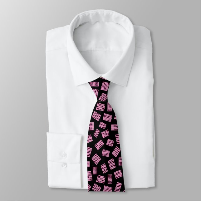 Abstract Rectangles 081122 - Pink on Black Tie (Tied)