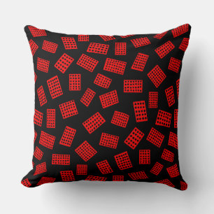 Abstract Rectangles 081122 - Red on Black Cushion