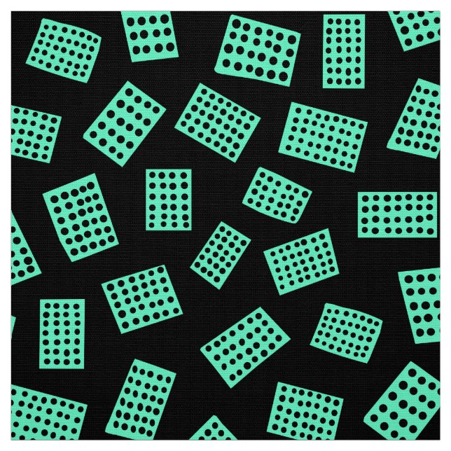 Abstract Rectangles 081122 -  Turquoise on Black Fabric (Swatch)