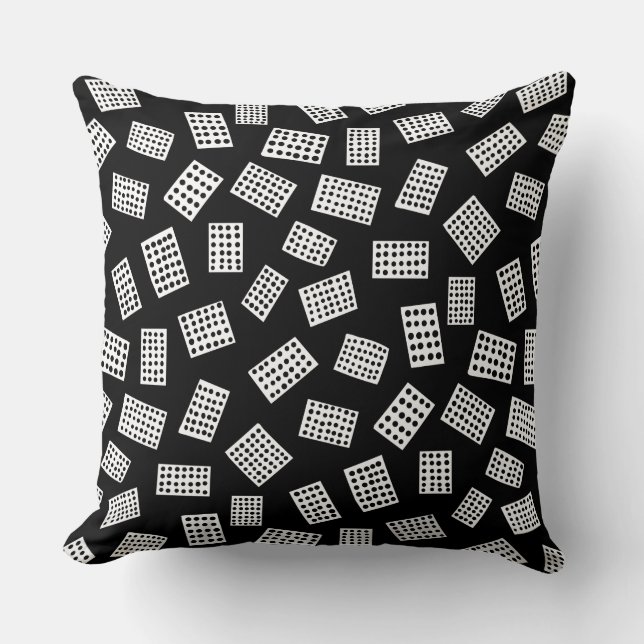Abstract Rectangles 081122 - White on Black Cushion (Front)
