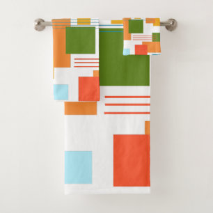 Abstract Rectangles and Lines Bath Towel Set