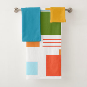 Abstract Rectangles and Lines Bath Towel Set