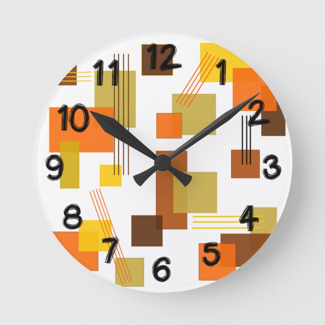 Abstract Rectangles and Lines  Round Clock (Front)