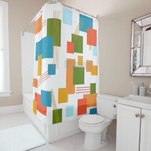 Abstract Rectangles and Lines Shower Curtain