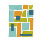 Abstract Rectangles Turquoise Green Mid Century