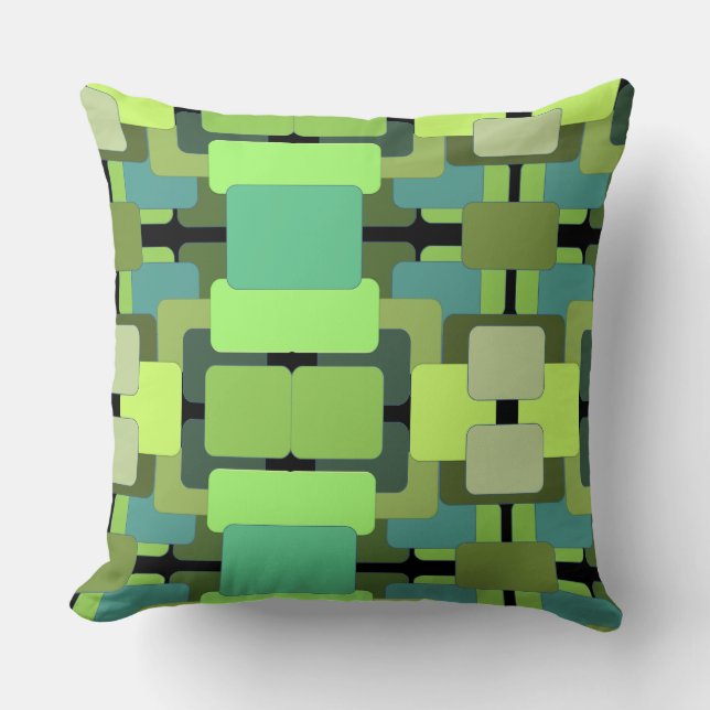 Abstract Rectangular - Shades of Green Cushion (Front)