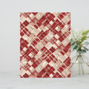Abstract Red and Beige Brushstroke Plaid Paper