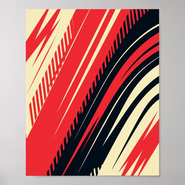 Abstract Red and Black Dynamic curved Lines Poster (Front)