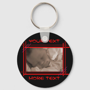 Abstract Red and Black Frame Keychain