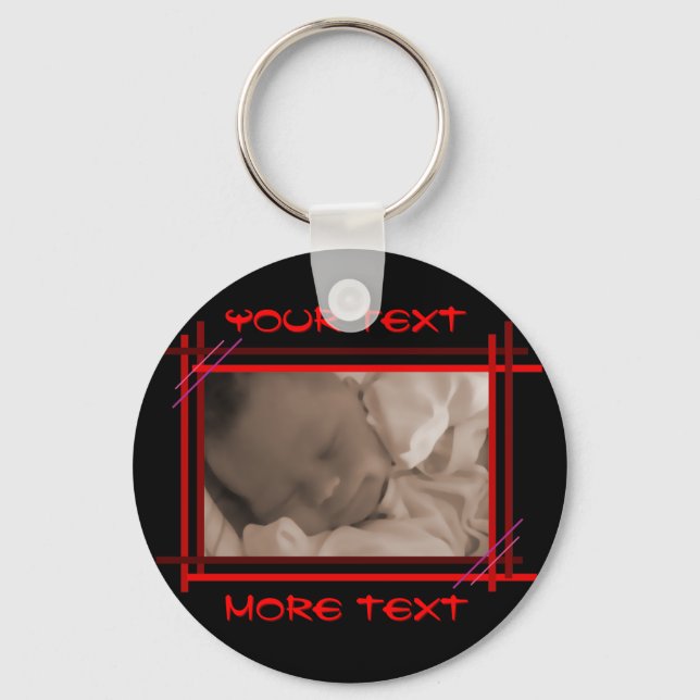 Abstract Red and Black Frame Keychain (Front)