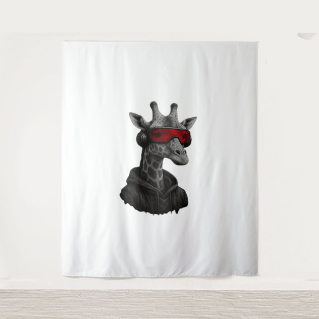 Abstract red and black giraffe Classic T-Shirt Tapestry (Front)