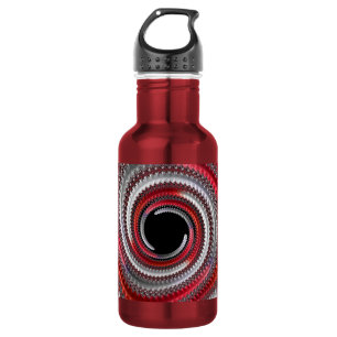 Abstract Red and Black Gradient Spiral Fractal 532 Ml Water Bottle