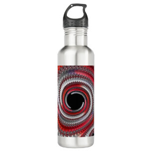 Abstract Red and Black Gradient Spiral Fractal 710 Ml Water Bottle
